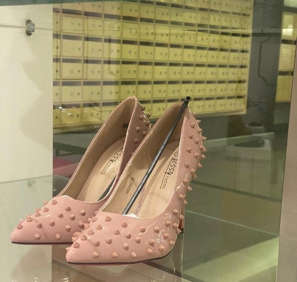 Nude Spiked Stiletto Heel